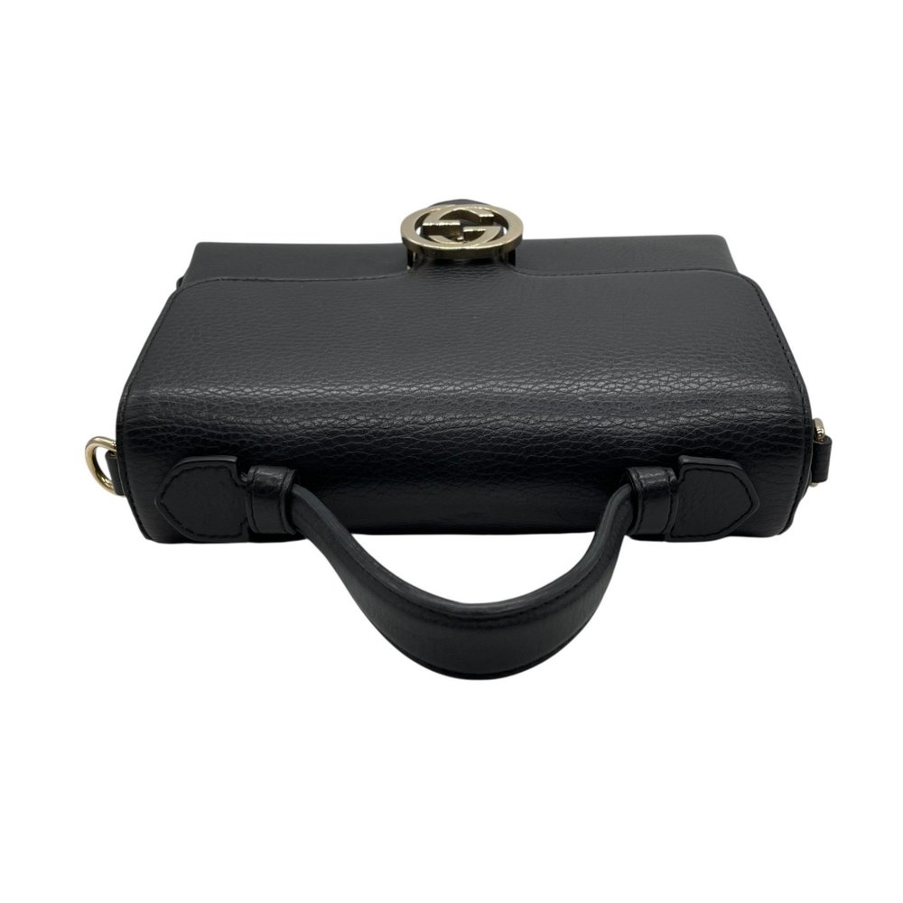 GUCCI Interlocking G 2-Way Handbag/Shoulder Bag in Black Leather with Gold Ha... - Picture 8 of 16